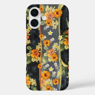 Coque Pour iPhone 16 Hibiscus Orange Hawaïen Aloha Chemise Téléphone