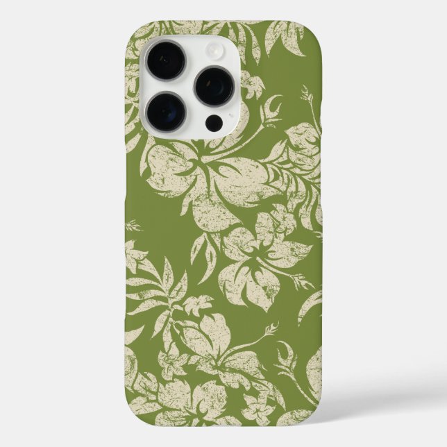 Coques Case-Mate iPhone Hibiscus Pareau Hawaii Floral Moss Green (Verso)