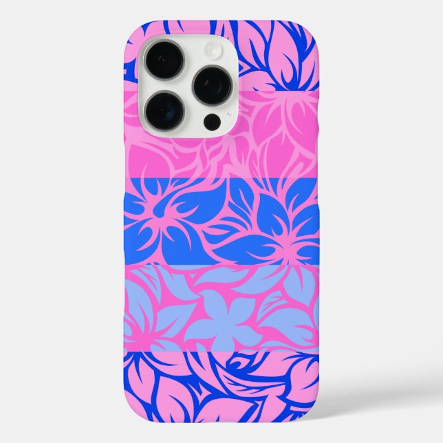 Coques Case-Mate iPhone Hibiscus rayé de la baie de Moloaa bleu rose (Verso)