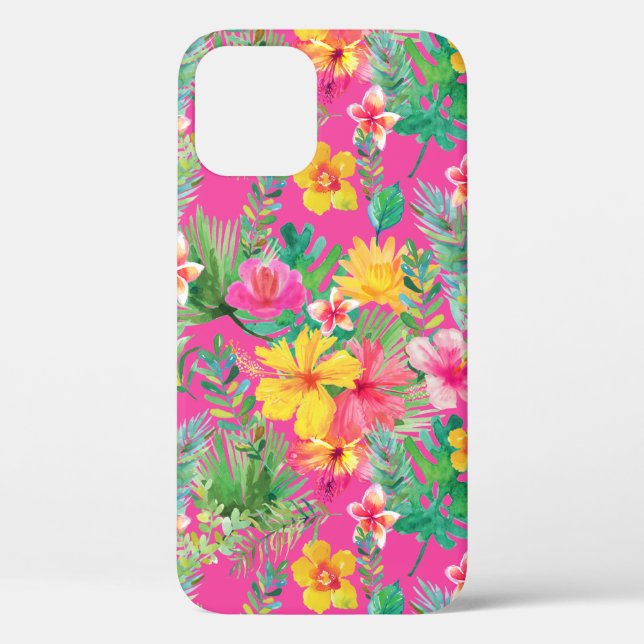 Coques Case-Mate iPhone Hibiscus rose et jaune tropical (Verso)