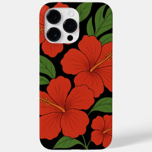 Coque Case-Mate iPhone Hibiscus rouge d'élégance tropicale sur noir