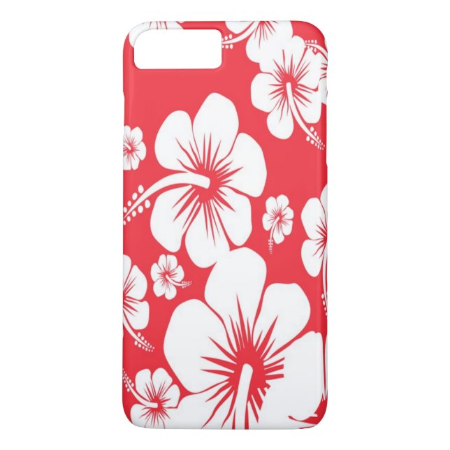 Coques Case-Mate iPhone Hibiscus rouge et blanc Impression hawaïenne (Dos)
