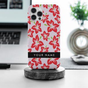 Coque Case-Mate iPhone Hibiscus Rouge, Fleurs Rouges, Votre Nom