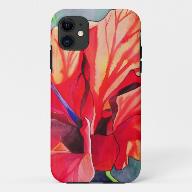 Coques Case-Mate iPhone Hibiscus rouge fleurs tropicales aquarelle art (Dos)