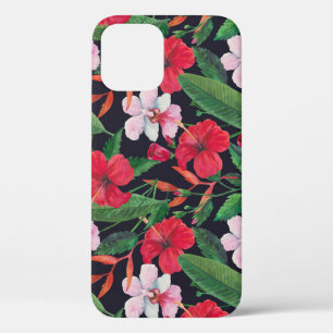 Case-Mate iPhone Case hibiscus rouge, orchidées, aquarelle tropicale.