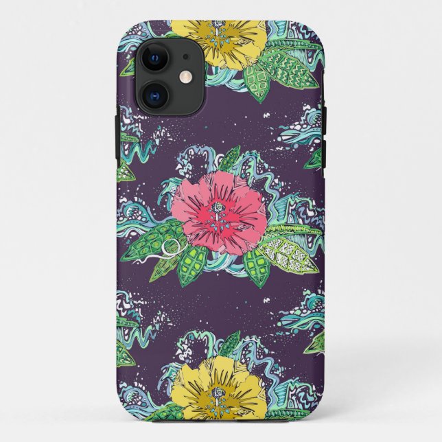 Coques Case-Mate iPhone hibiscus surf grape (Dos)