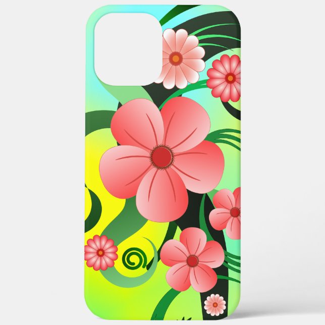 Coques Case-Mate iPhone Hibiscus tropical rose vert et jaune (Verso)