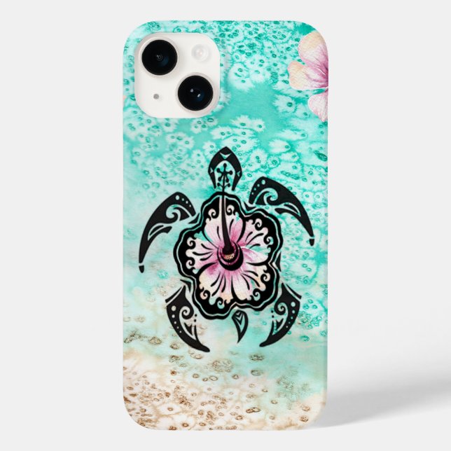 Coques Case-Mate iPhone Hibiscus Turtle (Verso)