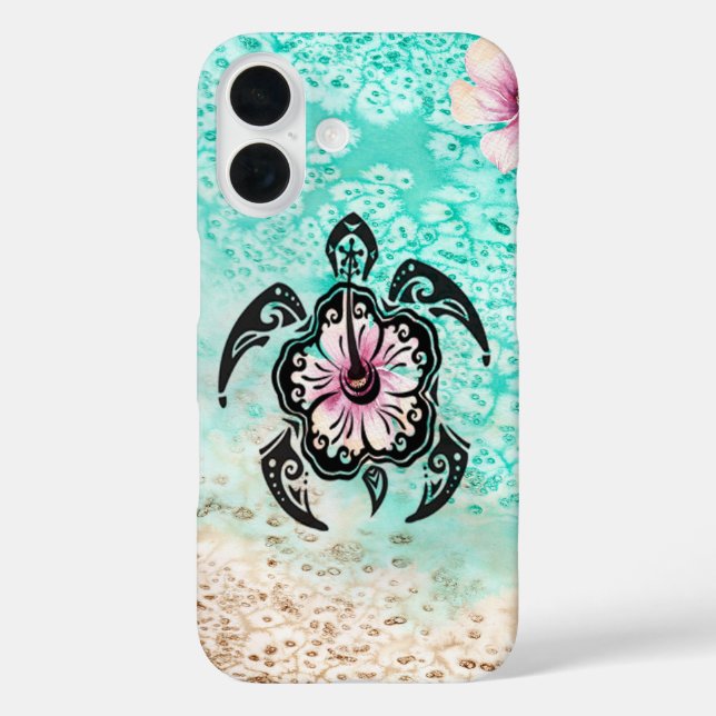 Coques Case-Mate iPhone Hibiscus Turtle (Verso)