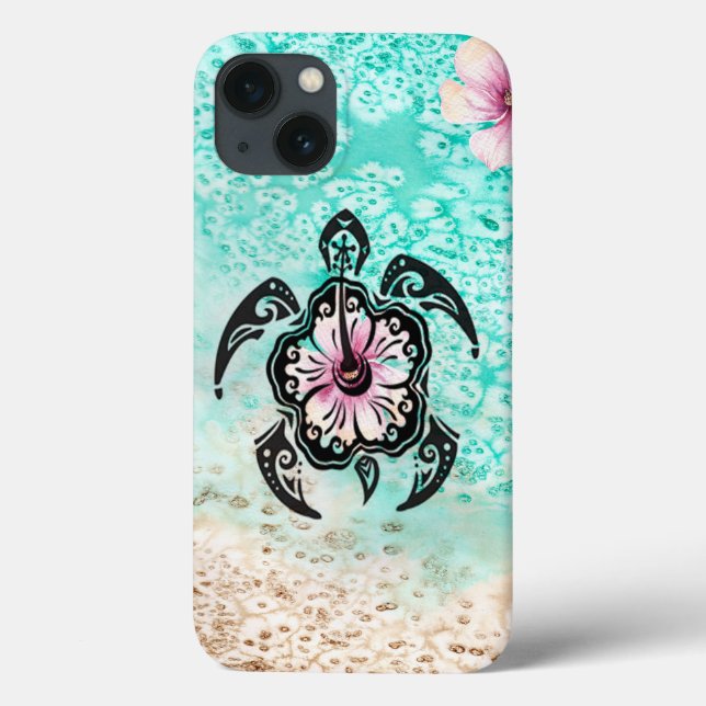 Coques Case-Mate iPhone Hibiscus Turtle (Verso)