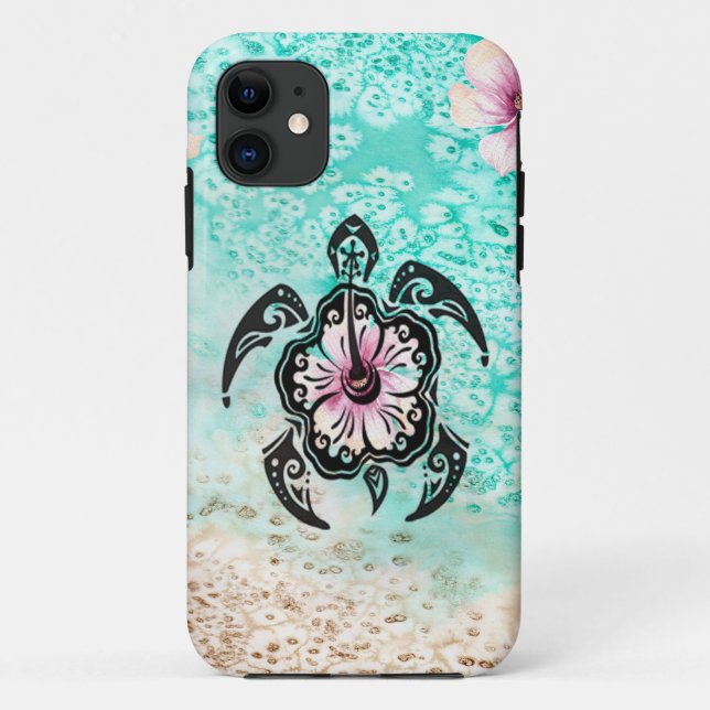 Coques Case-Mate iPhone Hibiscus Turtle (Dos)