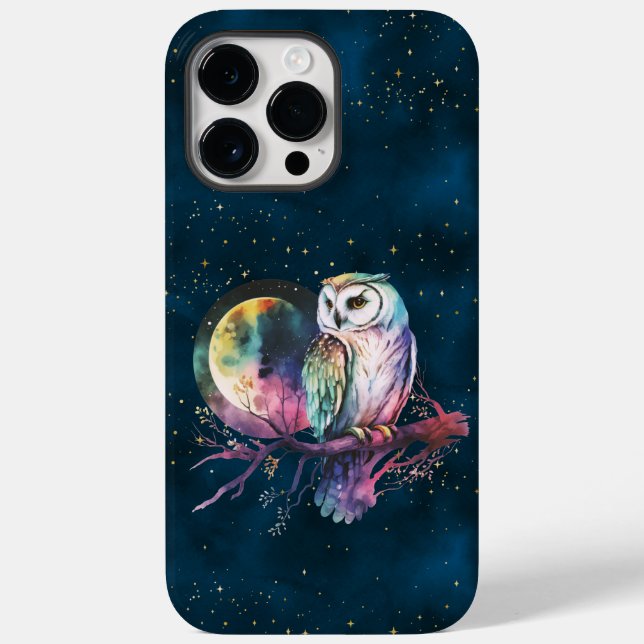 Coques Case-Mate iPhone Hibou Arc-en-Ciel Mystique et Lune Céleste (Verso)
