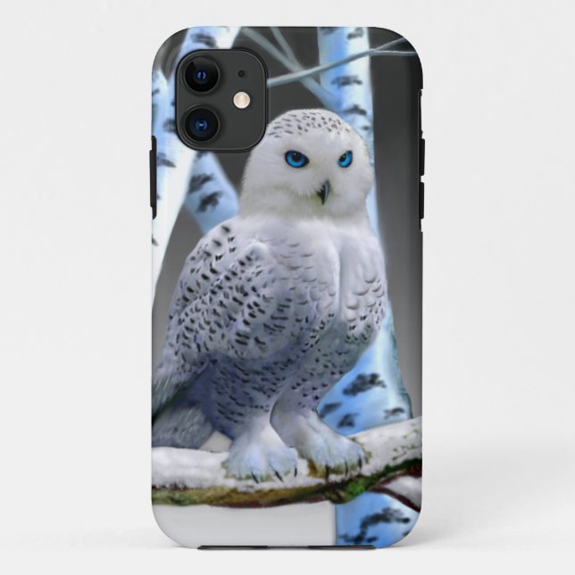 Coques Case-Mate iPhone Hibou aux yeux bleus de neige (Dos)