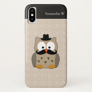 Coque iPhone X Hibou avec la moustache et le casquette