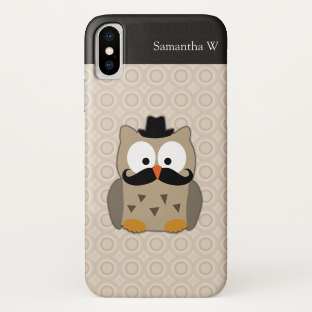 Coques Case-Mate iPhone Hibou avec la moustache et le casquette (Dos)