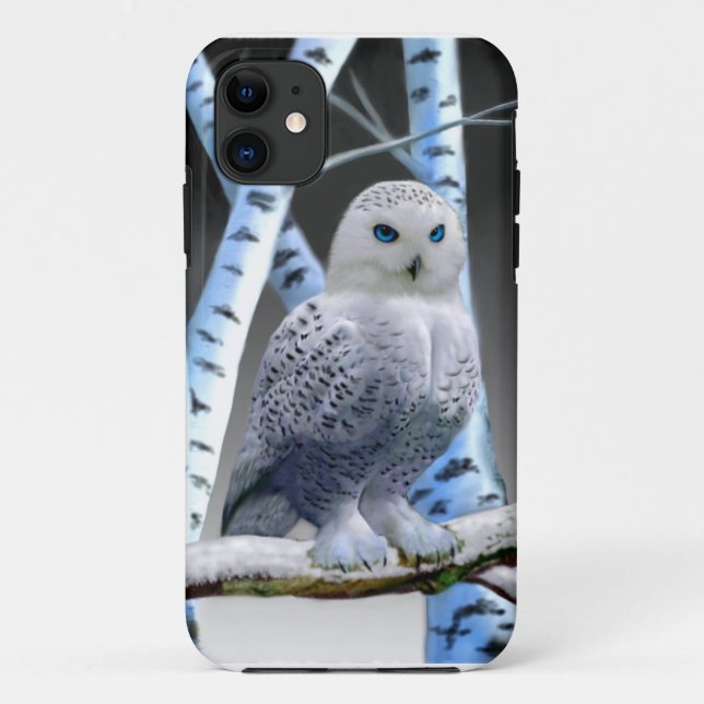 COQUES Case-Mate iPhone HIBOU BLANC AUX YEUX BLEUS (Dos)