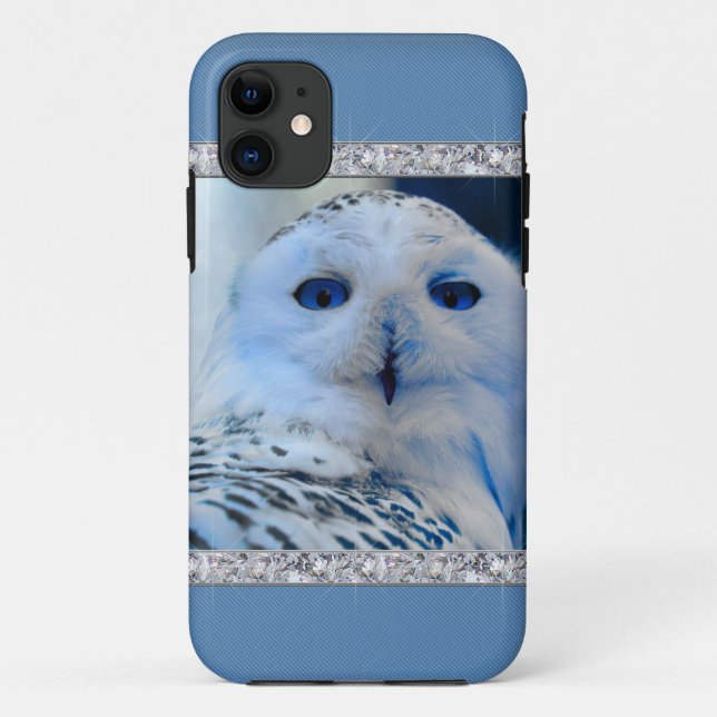 Coques Case-Mate iPhone Hibou de neige observé par bleu (Dos)