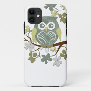 Coque iPhone 11 Hibou de point de polka dans le cas d'arbre