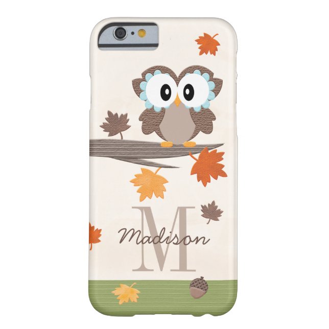 Coques Case-Mate iPhone Hibou décoré d'un monogramme d'automne (Dos)