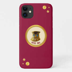 Case-Mate iPhone Case Hibou doré et confettis dorés sur rouge bordeaux
