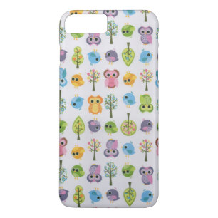Coque iPhone 7 Plus Hibou drôle mignon de lavande rose vintage floral