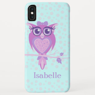 Coque Pour iPhone XS Max Hibou graphique violet aqua mignon blanc