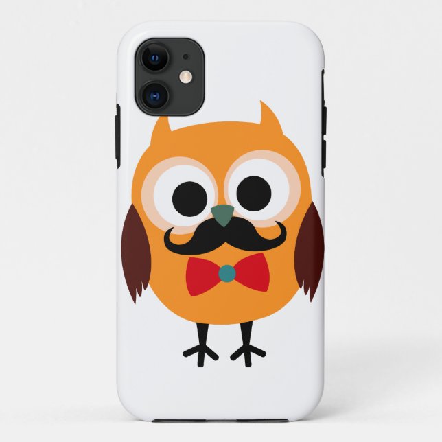 Coques Case-Mate iPhone Hibou masculin avec la moustache noire (Dos)