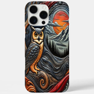Coque iPhone 16 Pro Max Hibou perché sur l'arbre sous une lumière de lune 