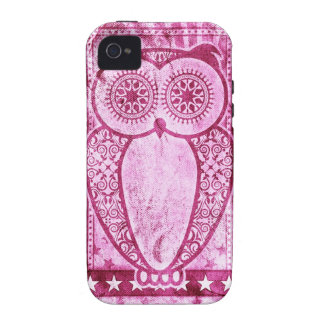 Coque Case-Mate iPhone 4 Hibou rose de Hootie de jeans de StellaRoot