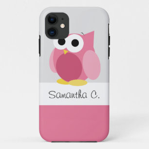Coque Case-Mate iPhone Hibou rose drôle - caisse personnalisée de