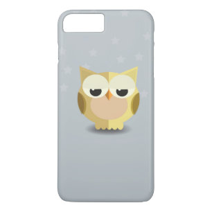 Coque iPhone 8 Plus/7 Plus Hibou sur une illustration stary d'arrière - plan
