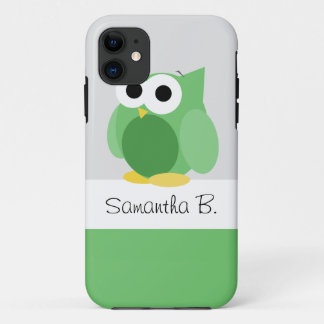 Etui iPhone Case-Mate Hibou vert drôle - caisse personnalisée de