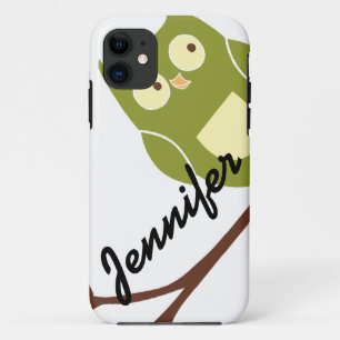 Coque Case-Mate iPhone Hibou vert mignon avec le cas nommé de l'iPhone 5