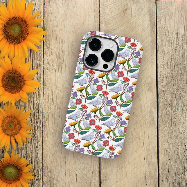 Coques Case-Mate iPhone Hiboux blancs avec tulipes et tournesols (Créateur téléchargé)