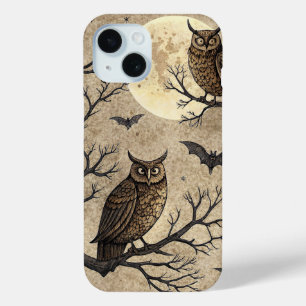 Coque Case-Mate iPhone Hiboux et lune d'Halloween vintage