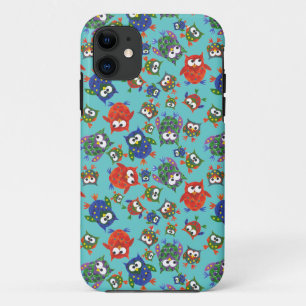 Coques Pour iPhone Hiboux mignons brillamment colorés sur la