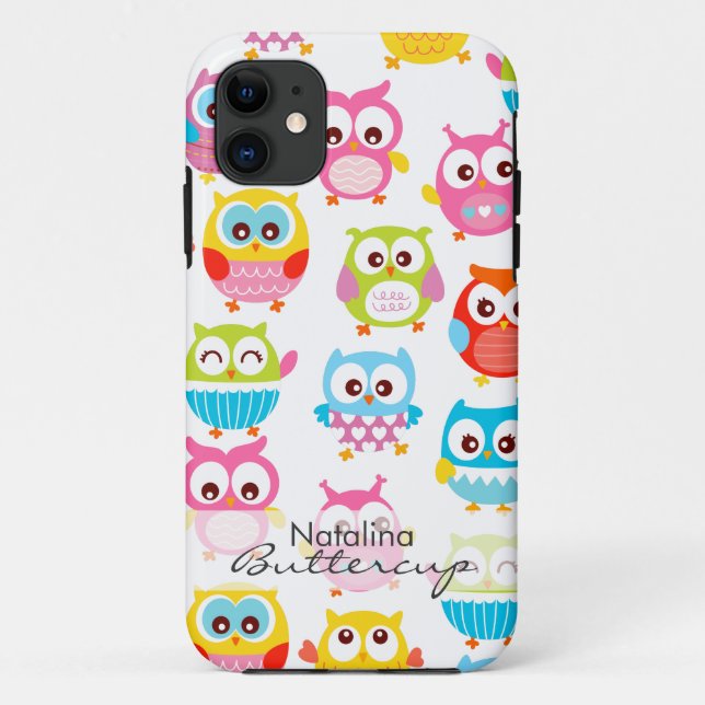 Coques Case-Mate iPhone Hiboux mignons de Litte personnalisés (Dos)
