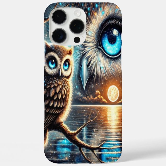 Coques Case-Mate iPhone Hiboux mystiques sous une réflexion au clair de lu (Verso)