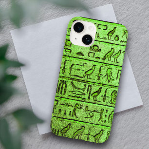 Coque Case-Mate iPhone Hiéroglyphes égyptiens anciens verts iPhone 14 Coq