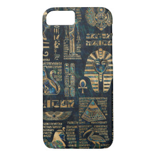 Case-Mate iPhone Case Hiéroglyphes et divinités égyptiens - ormeau et or