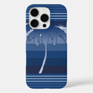 Coque iPhone 16 Pro Hilo Palmiers hawaïens rayés bleu
