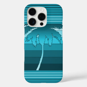 Coque iPhone 16 Pro Hilo Palmiers hawaïens rayés Turquoise