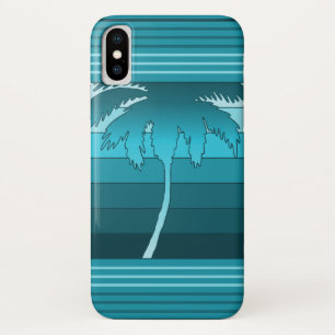 Coque iPhone X Hilo Palmiers hawaïens rayés Turquoise