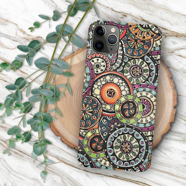 Coques Case-Mate iPhone Hip Retro Chic Funky Motif Floral Cercles Art (Créateur téléchargé)