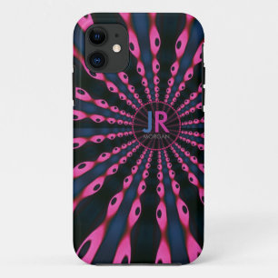 Coque iPhone 11 Hippie 'delica Funk rose bleu monogramme