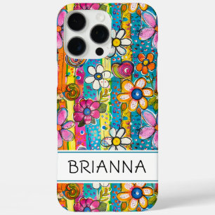 Coque iPhone 16 Pro Max Hippie Flower Power Personnalisé