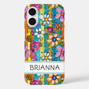Coque Pour iPhone 16 Hippie Flower Power Personnalisé