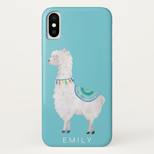 Coques Case-Mate iPhone hippie moderne mignon de lamas d'aquarelle (Dos)