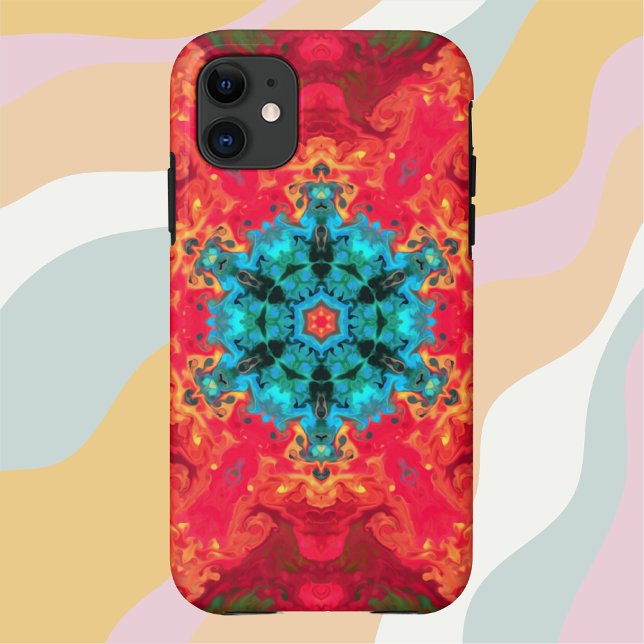 Coques Case-Mate iPhone Hippie psychédélique bleu et rouge (Créateur téléchargé)