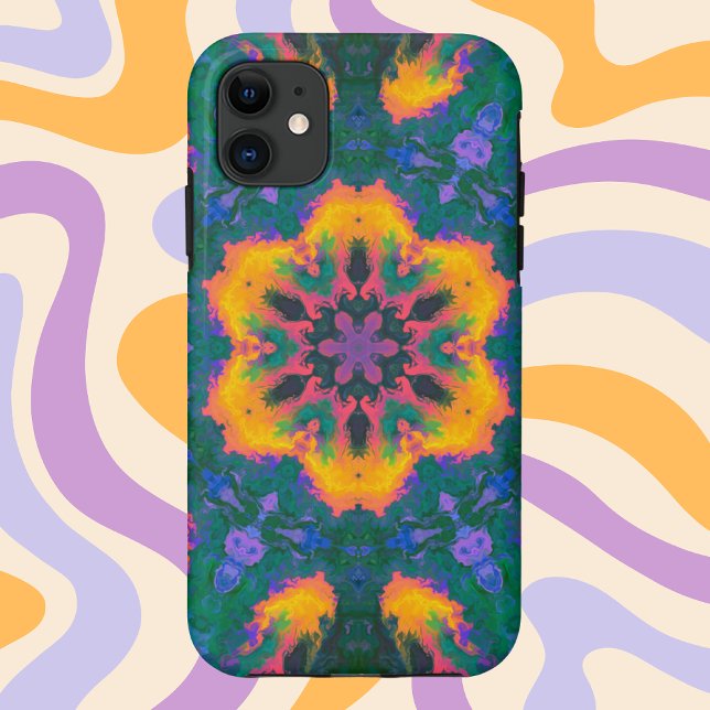 Coques Case-Mate iPhone Hippie psychédélique orange et violet (Créateur téléchargé)